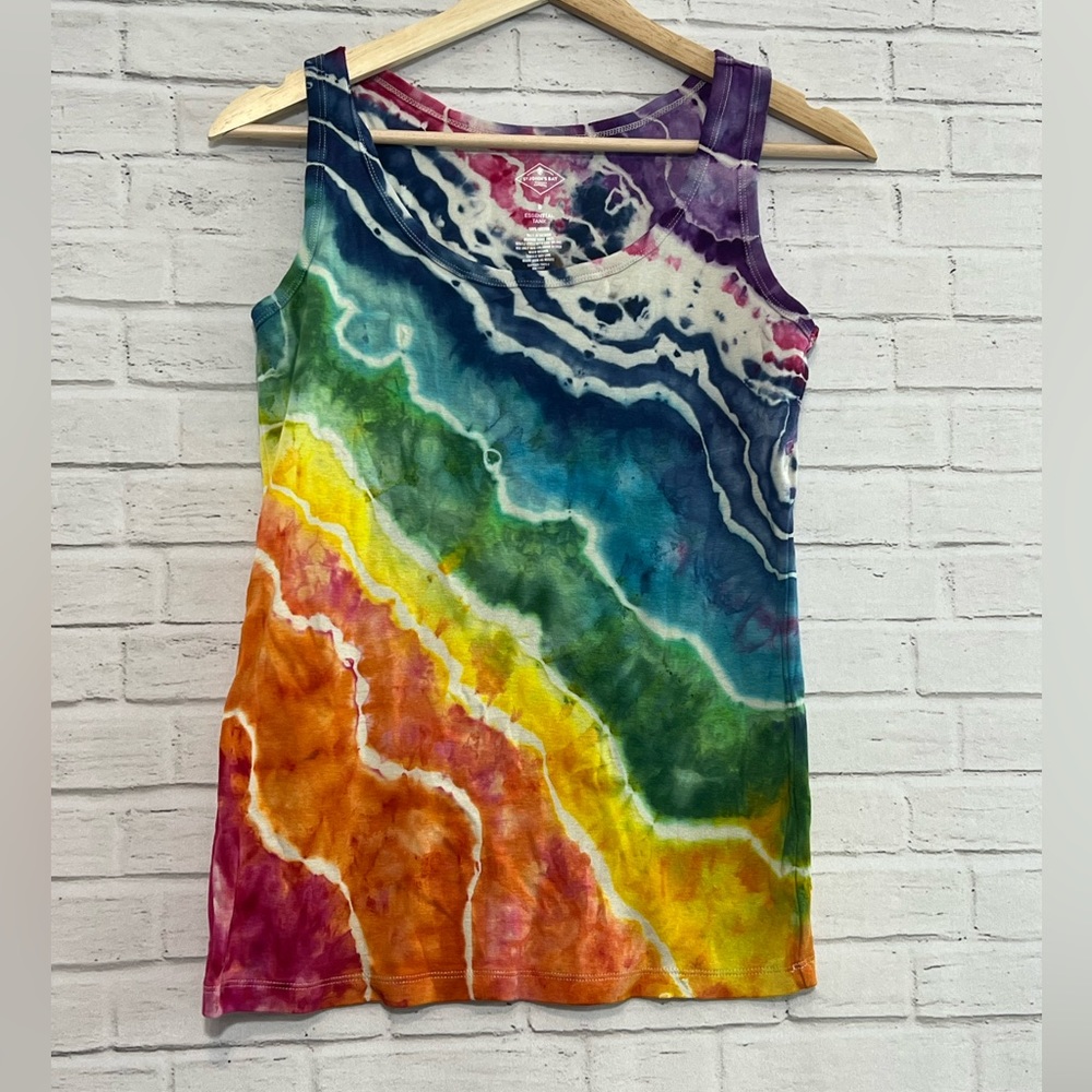 SOLD💜 Rainbow Geode Ice Dye Tie Dye Tank Top OOAK Small